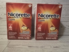 2 Boxes LOT Nicorette Gum 4mg Cinnamon Surge 100 pieces  200 total Exp 01/2027
