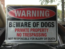 NEW Metal"Beware of Dog"Sign,10x7"Red,Black Warning Private Property Advertising