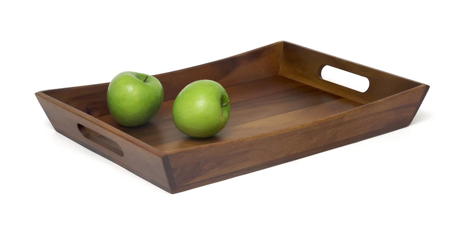 Acacia Curved Serving Tray With Cutout Handles For Snacks Or Drinks 19.9X14x2.5 - Image 4 of 4