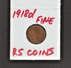 1918D   FINE   LINCOLN  CENT     FINE    1918D     /   RS COINS #27K  FREE SHIP