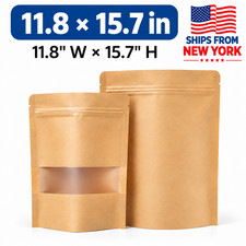 11.8 15.7 Kraft Stand Up Pouches with Window Zipper Coffee Nuts Candy Food Bags