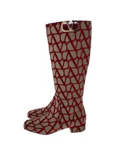 Valentino Garavani Toile Iconograph Long Boots 38 Red Toile Iconograph InM58