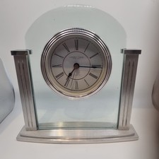 Silver Tone Arched Battery Mantel Clock by London Clock Co. Clear Face A3246