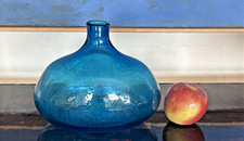 Vtg MCM Beautiful Blue Blenko Ships Decanter Myers Husted Sand Blasted Mark