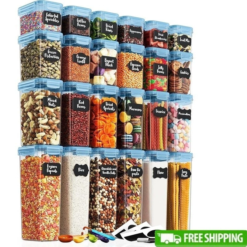 Efficient Stackable BPA-Free Food Storage Containers W/ Labels & Marker Set New