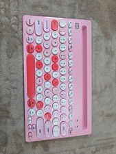 HUO JI iK3381D Wireless Bluetooth Keyboard Multi-Device Retro Round Keys Pink