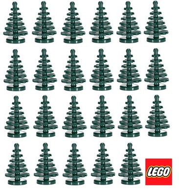  NEW LEGO Lot of 25 Small DARK GREEN Pine Trees Christmas parts pieces village