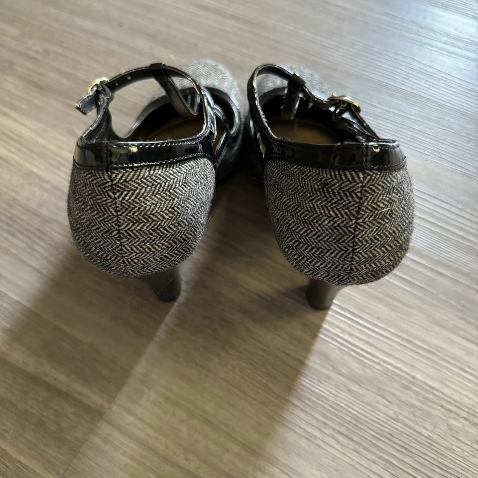 Salto Dex Flex By Dexter Herringbone cinza preto lã alça em T 7 - Imagem 3 de 4