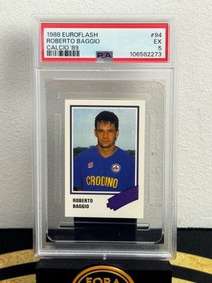 1988 Euroflash Calcio Roberto Baggio Fiorentina Italy PSA 5 Excellent LEGEND