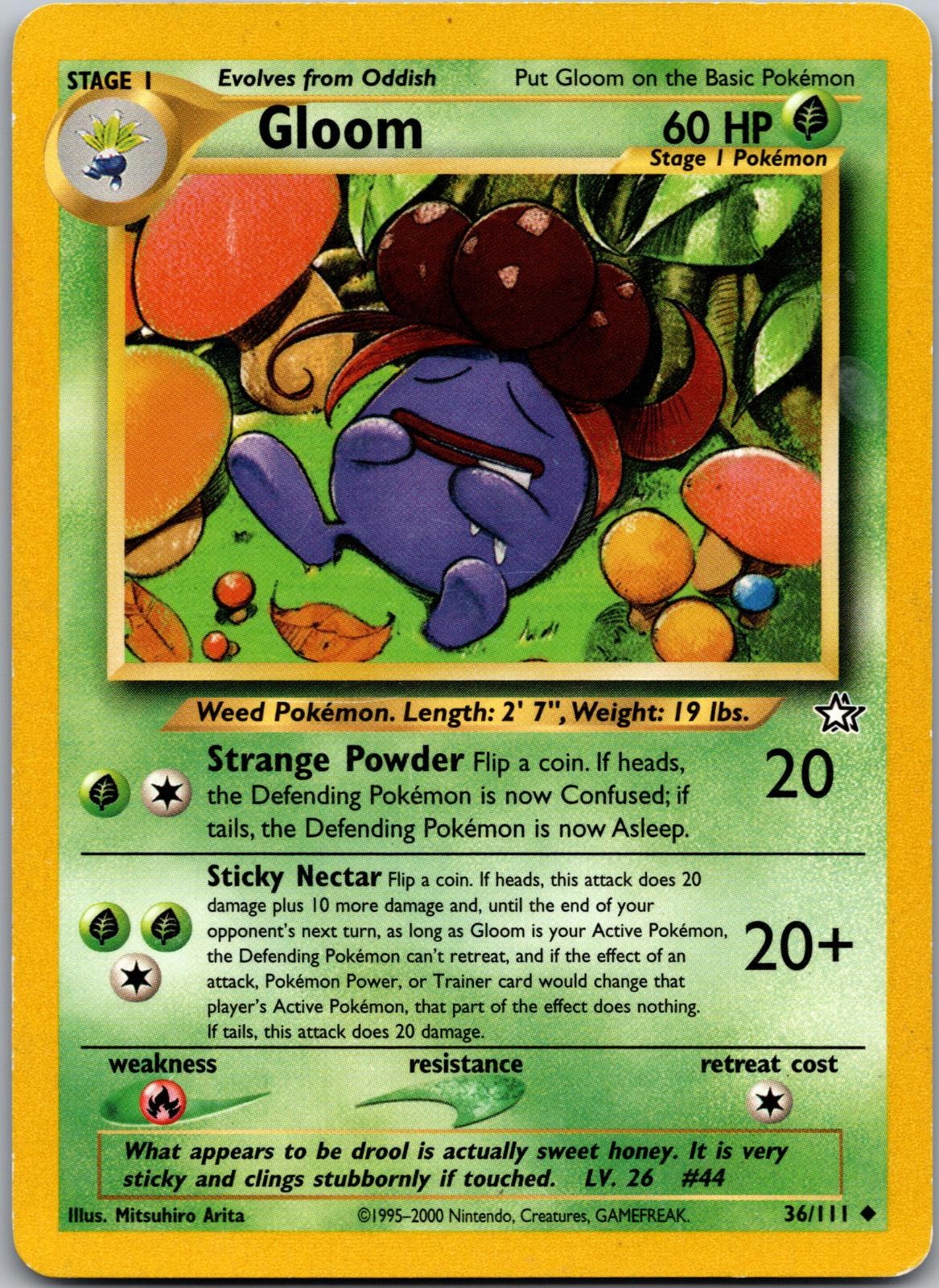 Gloom 36/111 Uncommon Neo Genesis Pokemon Unlimited Heavily Played