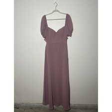 Barbie x Azazie Chiffon A-Line Dress with Puff Sleeve Maeve Pink Women's 4