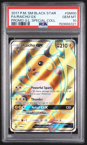 2017 POKEMON SM BLACK STAR PROMO #SM90 FULL ART/RAICHU GX PSA 10