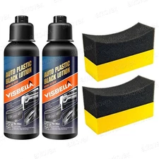 2x Car Plastic Restorer Back To Black Gloss Plastic Long lasting Coating Liquid
