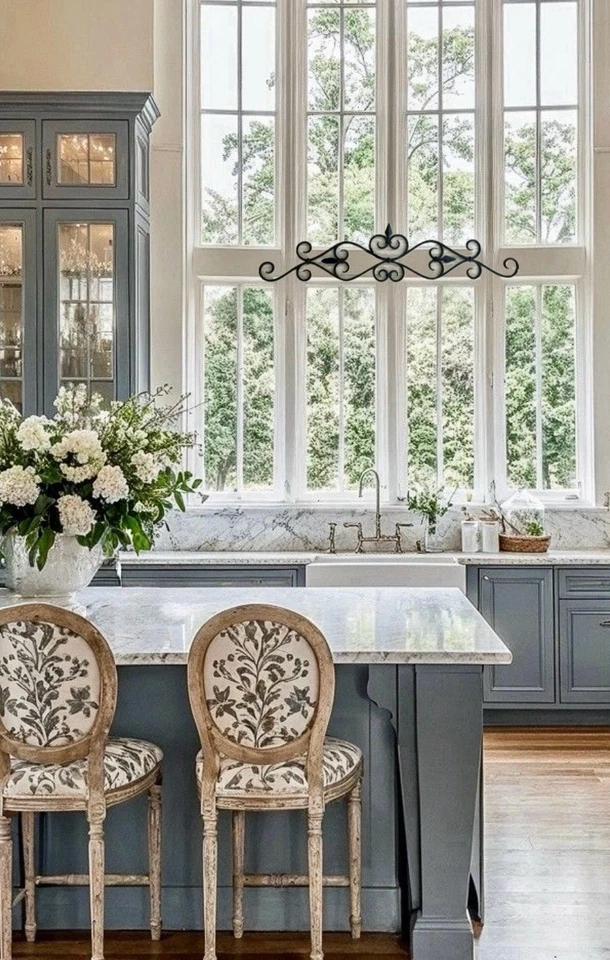 Placa de pared de hierro Fleur de Lis antiguo país francés Shabby Chic decoración de colección 2 lados Foto 2 de 4