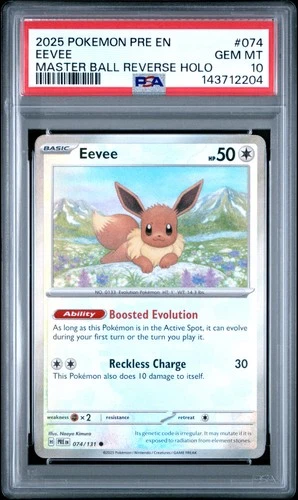 2025 POKEMON PRE EN-PRISMATIC EVOLUTIONS MASTER BALL REVERSE HOLO EEVEE PSA 10