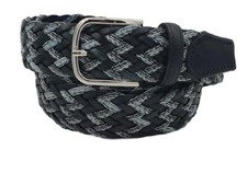 Cintura Bicolore 3,5 cm intrecciata in cuoio e cotone e fibbia anallergica