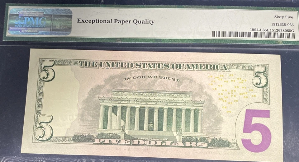 2009 $5 Federal Reserve Note San Francisco Fr #1994-L 65 EPQ - Image 4 of 4