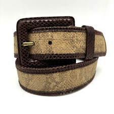 Vintage 90s Harold's 1144-02 Brown Genuine Leather  Burlap Belt Size M 31-35"