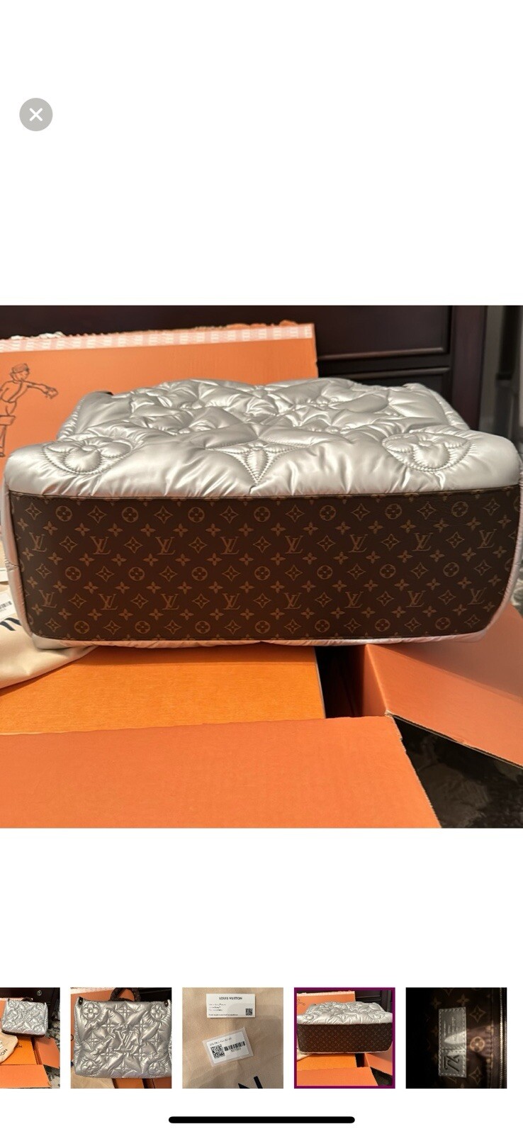 Louis Vuitton Econyl Onthego GM Pillow Silver Bag Puffer Giant Flower Monogram image 4