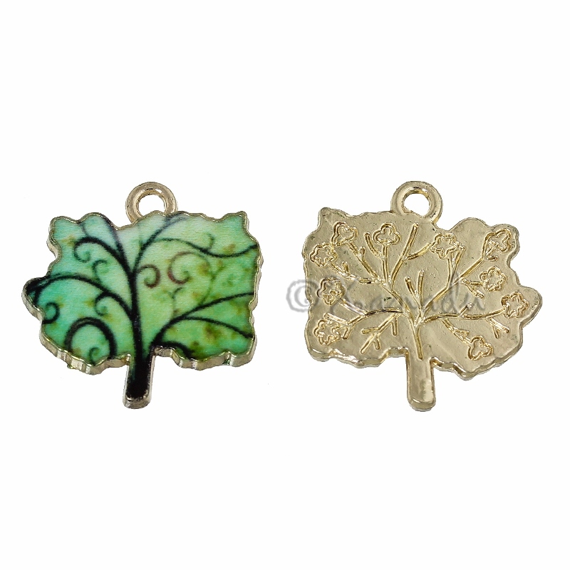Green Tree Of Life Wholesale Gold Plated Enamel Charms C2581- 2,