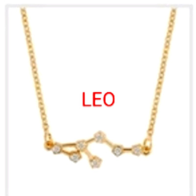 Gold LEO Constellation Zodiac Necklace with Gemstones