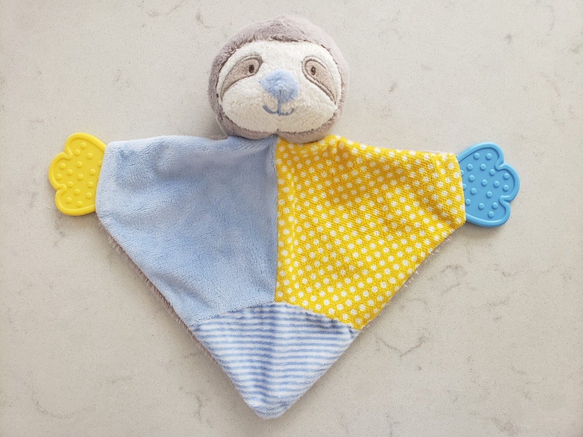 Sloth Baby Comforter Yellow Blue Plush Soft Toy By Tender Toys