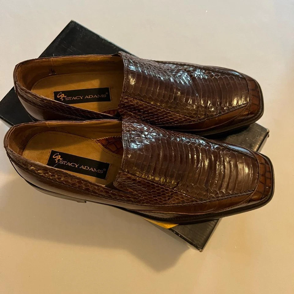 Buen estado ~ Stacy Adams Asher Para hombres Informales Zapatos de Vestir Puntera Cuadrada Mocasines Marrón ~ 10.5 Foto 4 de 4