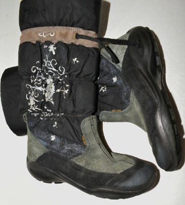 ECCO GIRLS KIDS SZ 12 12.5 31 EU SUEDE GORE-TEX WOOL LINED BOOTS 