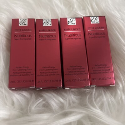 4x Estée Lauder Nutritious Super Pomegranate Radiant 2-n-1 Cleaning Foam .24 Oz