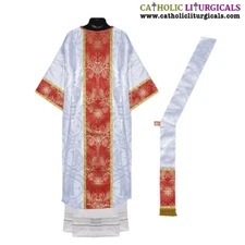 NEW Metallic Silver Deacon Dalmatic Vestment & Deacon's stole, American Dalmatic