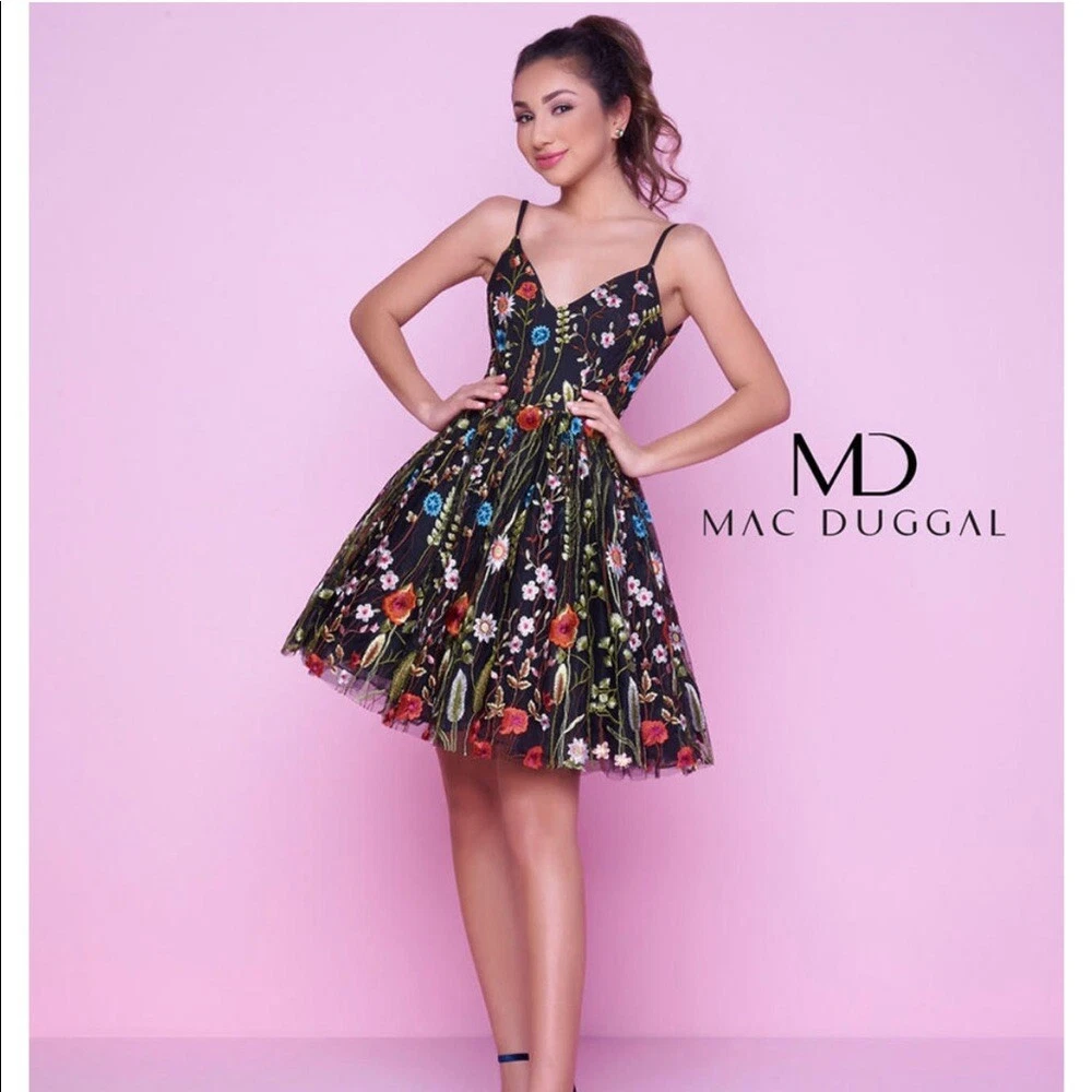 Mac Duggal Embroidered Fit u0026amp; Flare Cocktail Dress | eBay