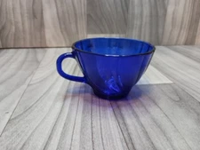Duralex Vereco France Rivage Cobalt Blue Glass Swirl Tea Cup Same Day Shipping!!