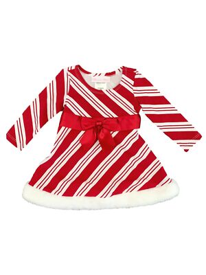 Infant Girls Red White Candy Cane Stripe Christmas Holiday Party