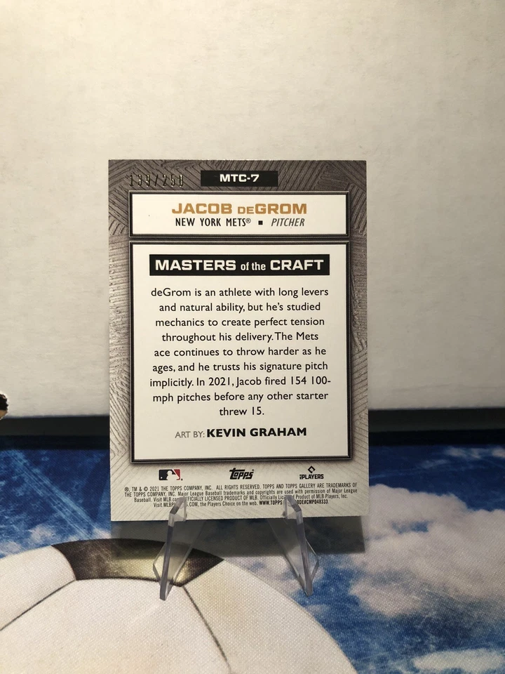 2021 Topps Gallery Masters of the Craft Green /250 Jacob deGrom #MTC-7 - Image 2 of 2