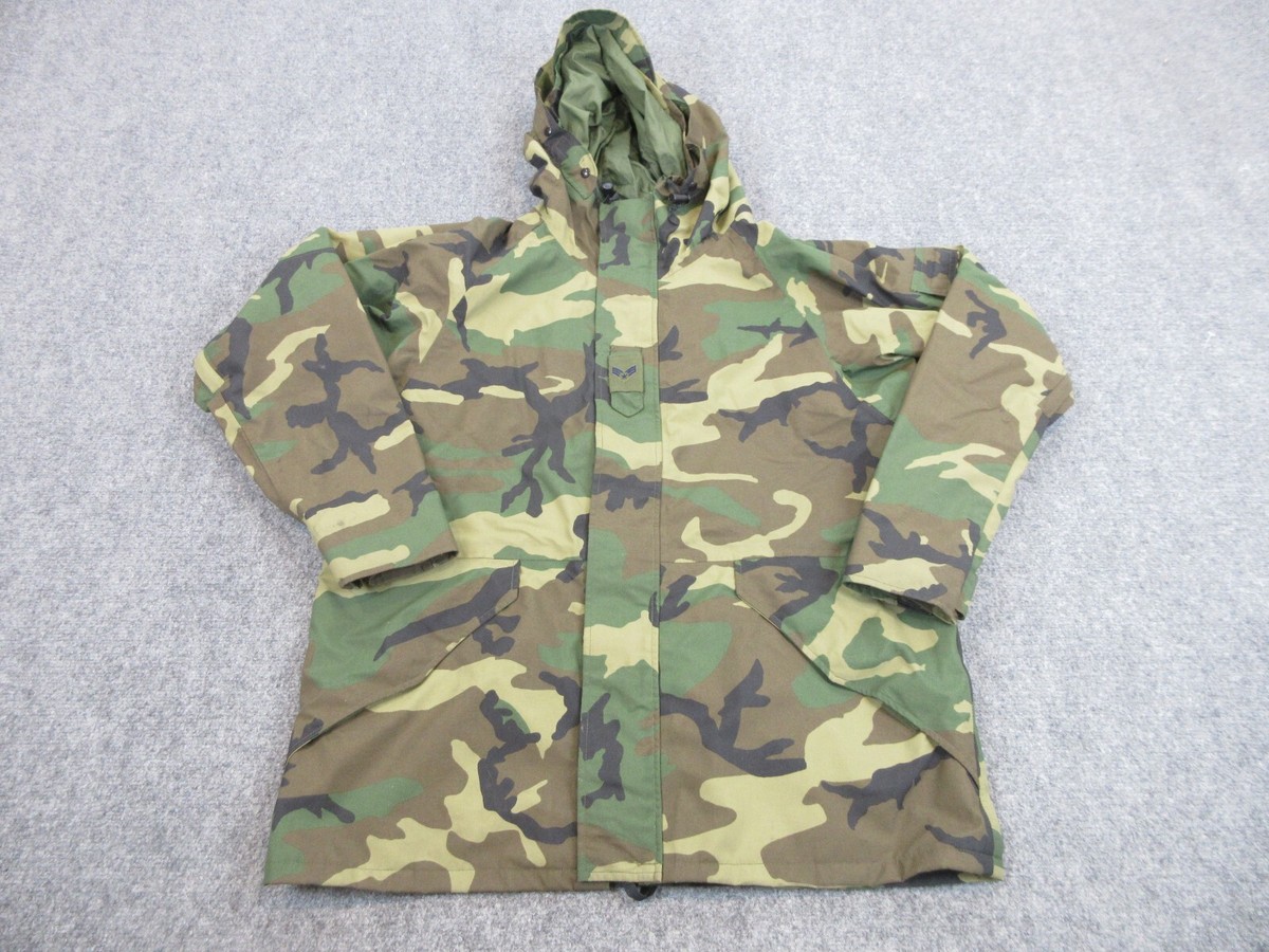 ジャケット・アウター US ARMY 70's  CAMO PARKA US Army Jacket Mens Large Green Camo Woodland Full Zip Outdoors