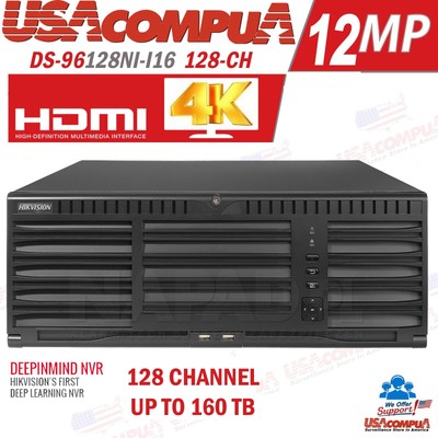 Hikvision 128 CH 16 SATA DS-96128NI-I16 Super 4K NVR 3U RAID 576 Mbps Incoming