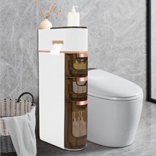 3-tier Storage Cabinet 41 17 78cm Bathroom Storage Cabinet W/4 Wheel Semi-clear