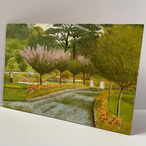 VINTAGE LANDSCAPE OIL PAINTING TRENNANCE GARDENS NEWQUAY CORNWALL R CHARLES - Picture 6 of 24