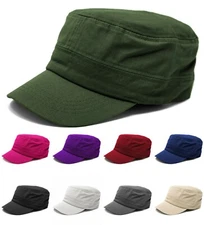 Classic Cotton Army Hat Military Cadet Patrol Style Simple Adjustable Flat Cap