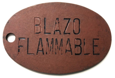 VTG Blazo Flammable-Leather ID  Tag 3.5
