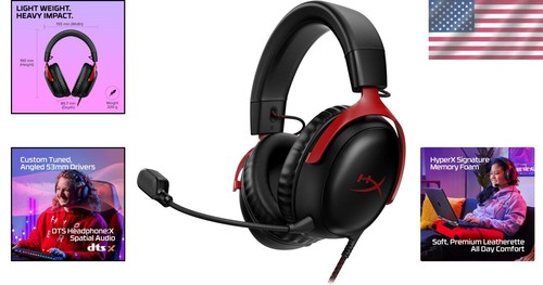Wired Gaming Headset Over Ear 53mm Drivers DTS Spatial Audio Microphone - Picture 2 of 10