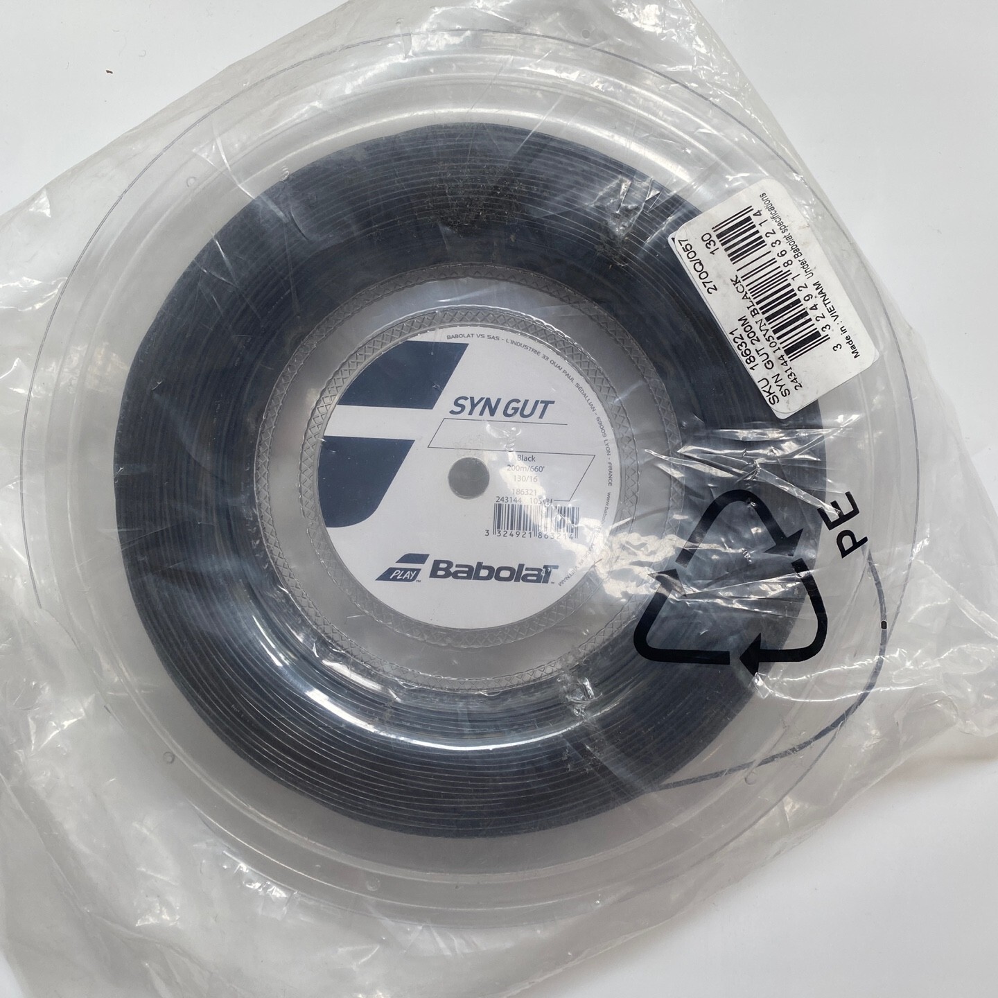 Катушка для теннисных струн Babolat Syn Gut 130 мм 16 г 660 футов 200 м нейлон черный NWT 186321 12490₽