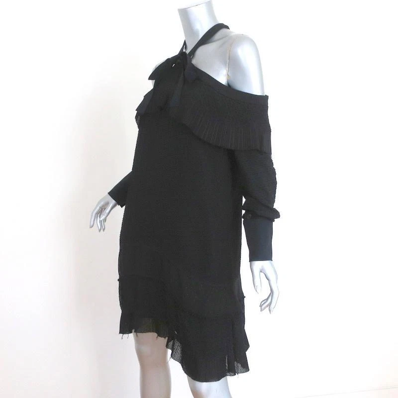 Proenza Schouler 挖肩连衣裙黑色荷叶边波点 Fil Coupe 尺寸 6 — 第 3/4 张图片