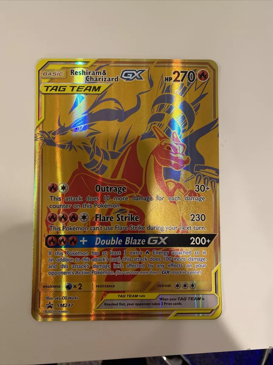 Pokemon Card Gold Reshiram & Charizard GX SM247 Promo, Hobbies