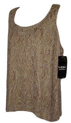 トップス MsK MSK Women Lace Overlay Tank Top Sz 2X Metallic Thread NWT