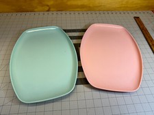 Vtg Sun-Valley Melmac Melamine Large Pink & Blue Platter 13¾"x9¾" Made in USA
