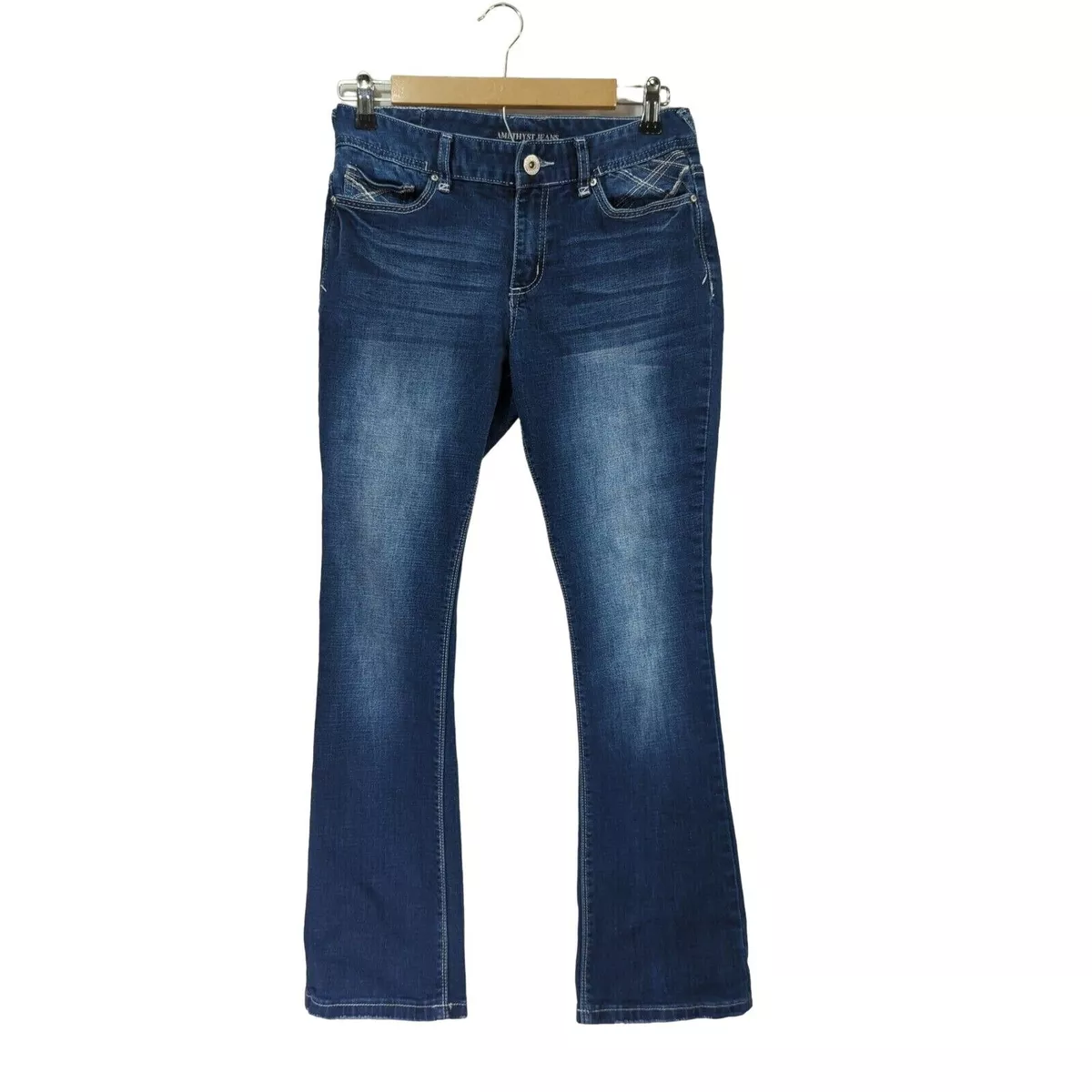 Amethyst Jeans Women 5 6 Short Bootcut Faded distressed Decorative