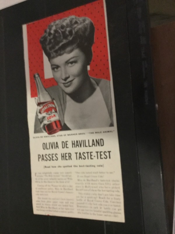 Oliva de Haviland 1942 Royal Crown Cola Ad 5"x10" See description free shipping