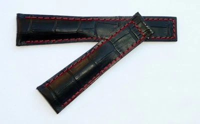 22mm Monaco Alligator-Style avec Rouge Couture Bracelet Pour Tag Heuer