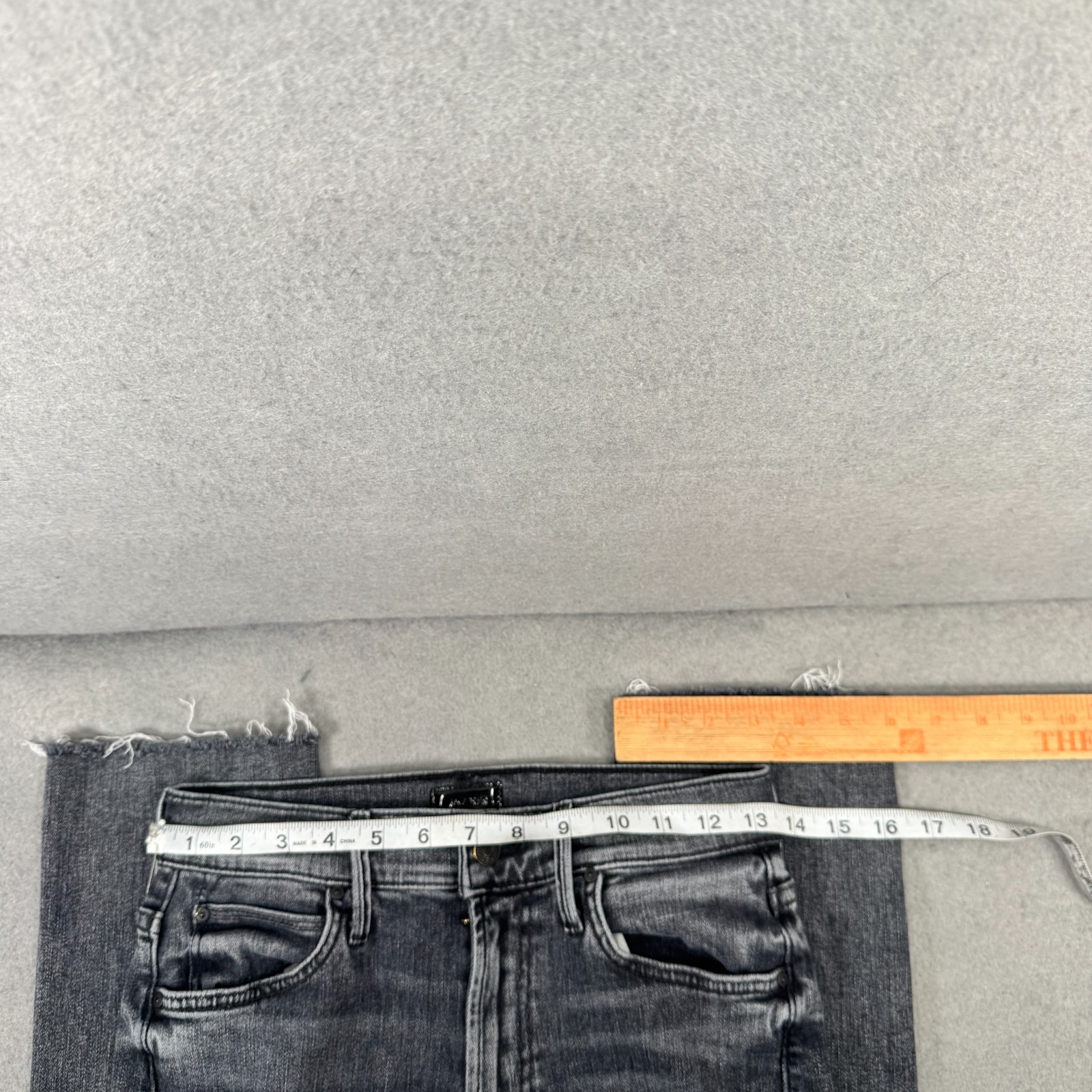 Mother The Rascal Ankle Undone Step Fray Jeans Womens Size 27 Night Garden Black